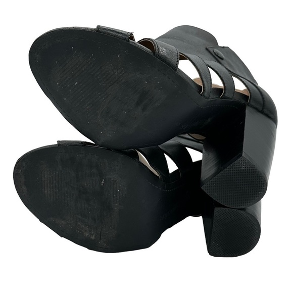 Kelsi Dagger Balldance Leather Peep Toe Bootie Side Cutouts & Chunky Heel Size 8 - Picture 6 of 7